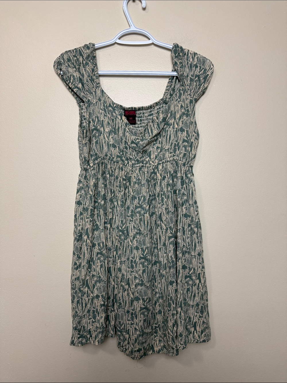 Rock And Roll Denim Casual Green Print Short Sleeve dress size M